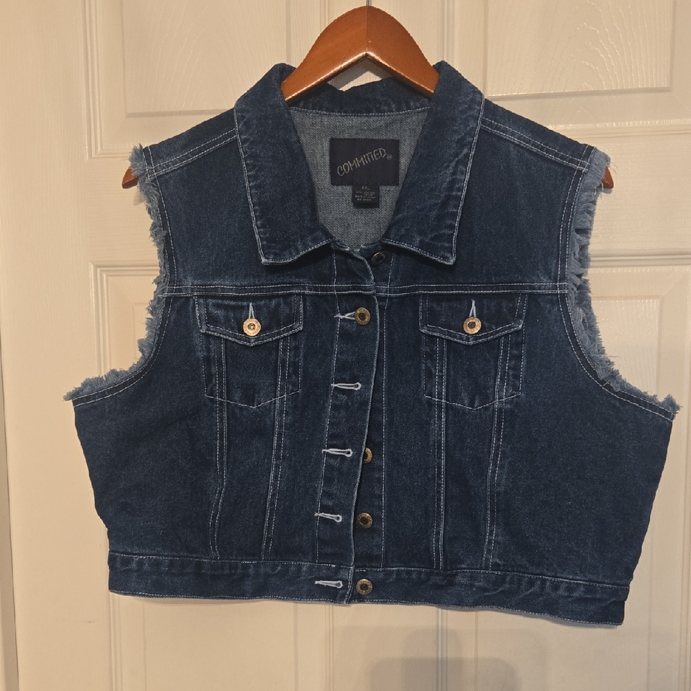Commited Western Jean Jacket XXL 100% Cotton Cropped